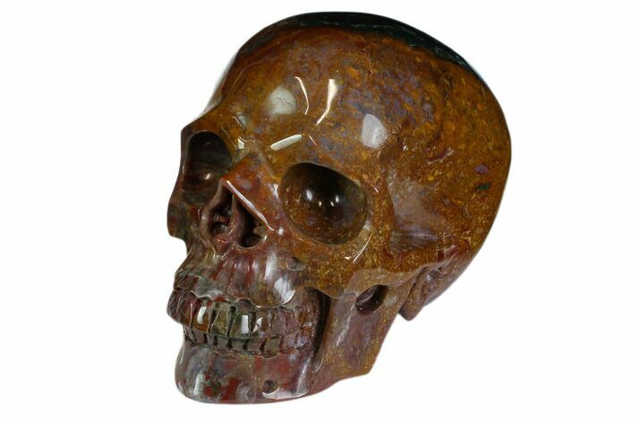 Realistic, Polished Colorful Moss Agate/Jasper Skull #116556